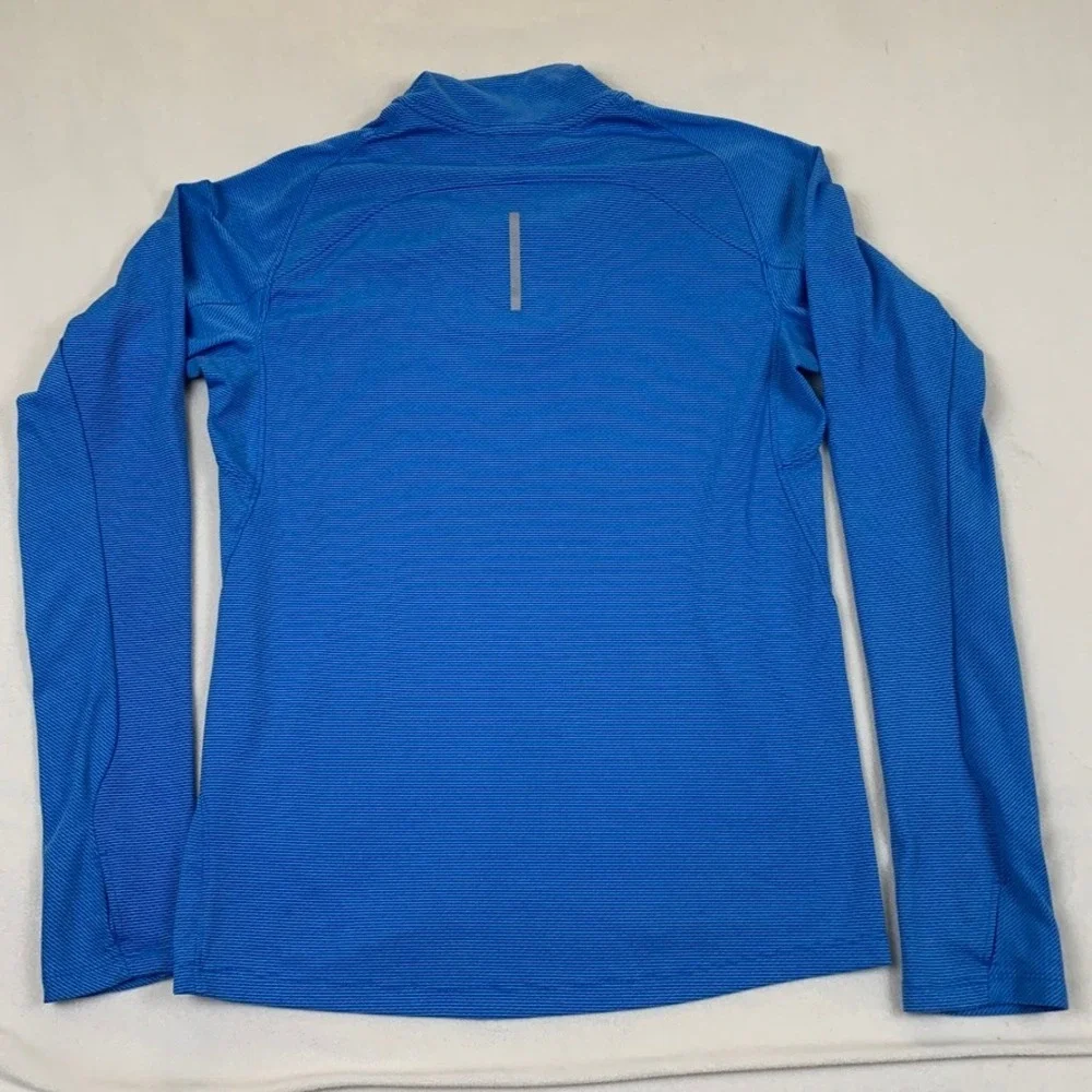 Nike Running Dri-FIT Mens Medium Blue Striped Quarter Zip Pullover Long Sleeve‎